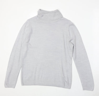 BHS Womens Grey Roll Neck Acrylic Pullover Jumper Size 14
