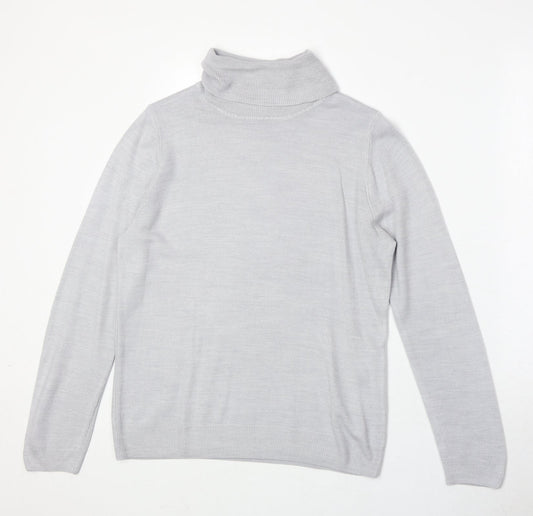 BHS Womens Grey Roll Neck Acrylic Pullover Jumper Size 14
