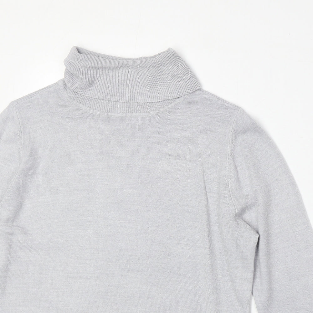BHS Womens Grey Roll Neck Acrylic Pullover Jumper Size 14