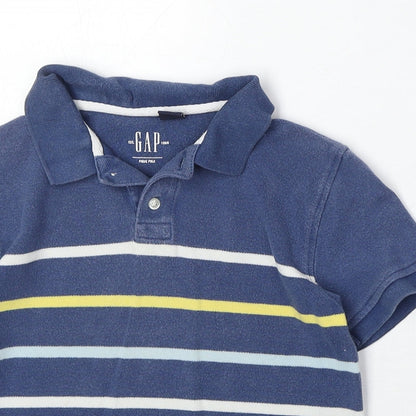 Gap Boys Blue Striped 100% Cotton Pullover Polo Size 4 Years Collared Button
