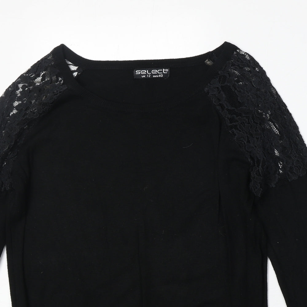 Select Womens Black Viscose Pullover Sweatshirt Size 12 Pullover