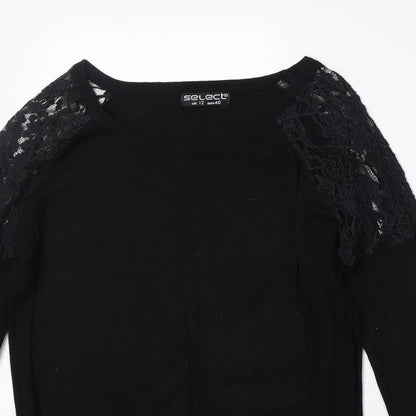 Select Womens Black Viscose Pullover Sweatshirt Size 12 Pullover
