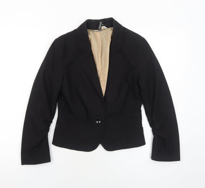 H&M Womens Black Polyester Jacket Suit Jacket Size 8