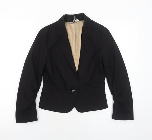 H&M Womens Black Polyester Jacket Suit Jacket Size 8