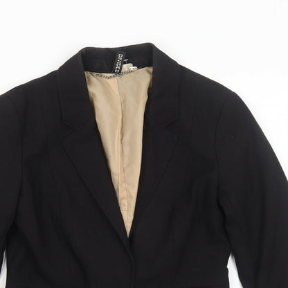 H&M Womens Black Polyester Jacket Suit Jacket Size 8