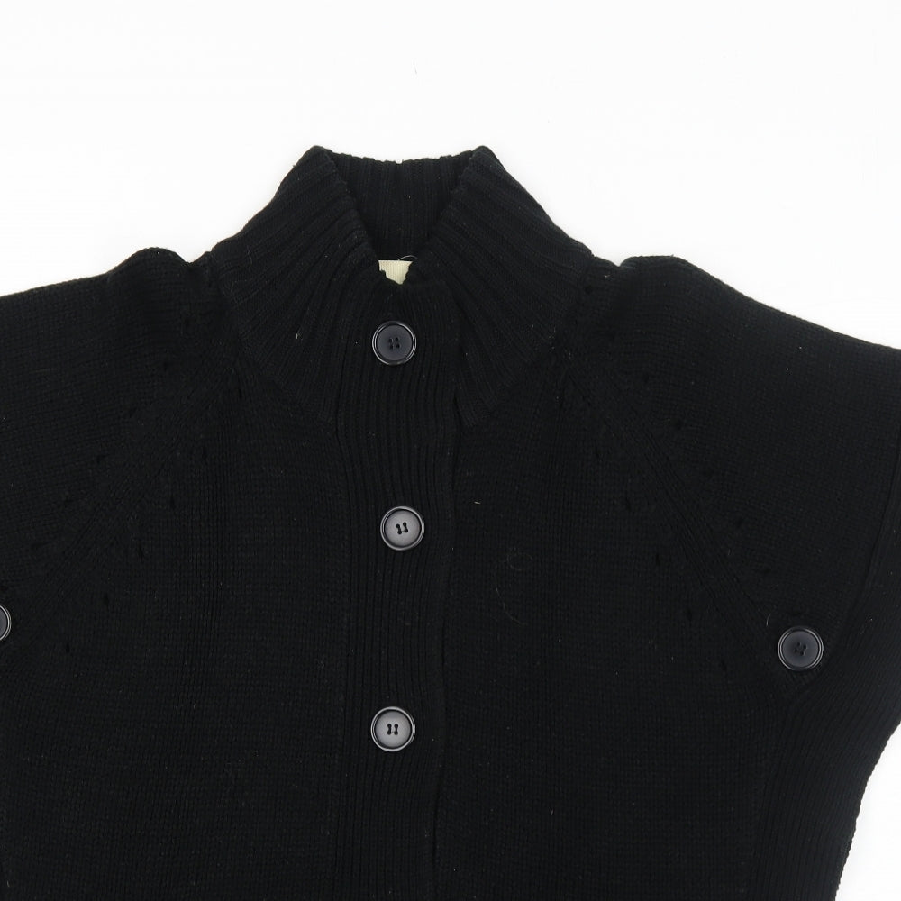 Cotton Traders Womens Black Round Neck Acrylic Cardigan Jumper Size 10 - Size 10-12