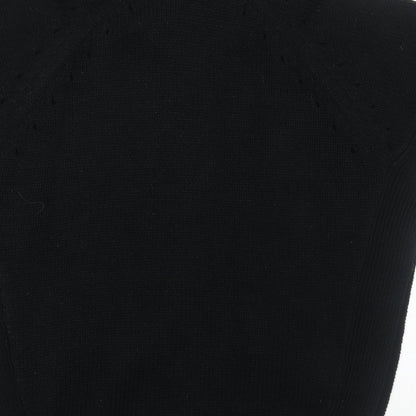 Cotton Traders Womens Black Round Neck Acrylic Cardigan Jumper Size 10 - Size 10-12