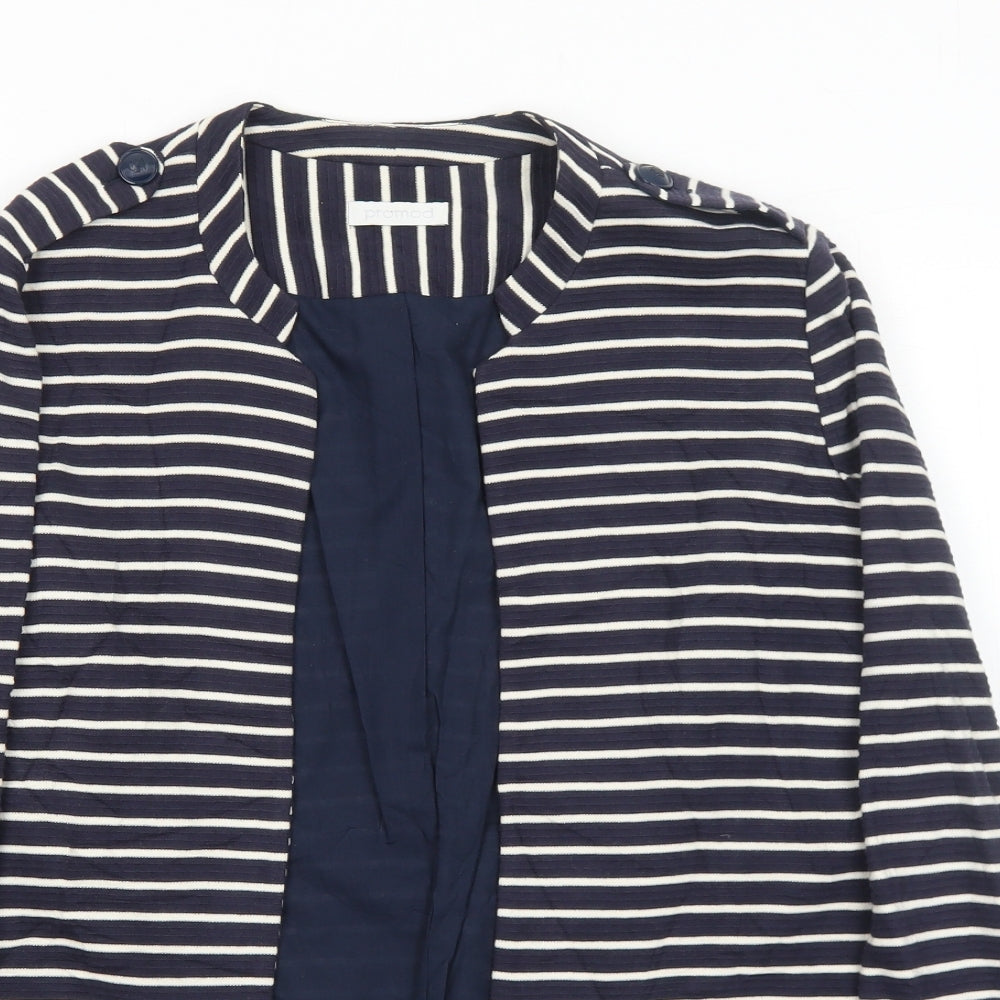 Promod Womens Blue Striped Jacket Blazer Size 12