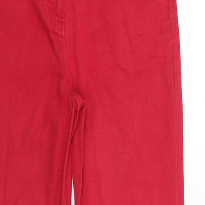 Simply Stock Shop Womens Red Cotton Straight Jeans Size 12 Regular Zip