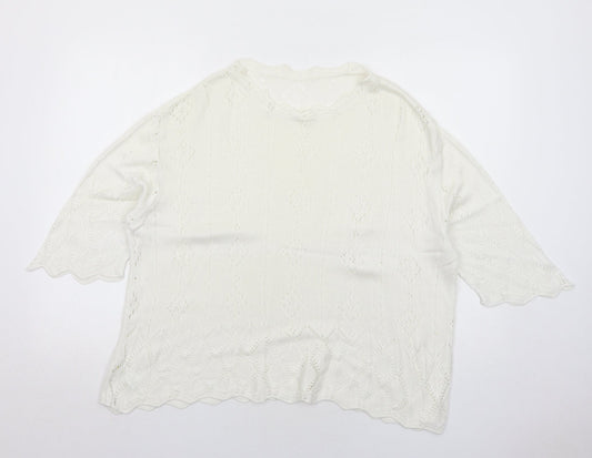 Womens UK Size 16 Marks and Spencer White Pullover Jumper