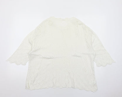 Womens UK Size 16 Marks and Spencer White Pullover Jumper