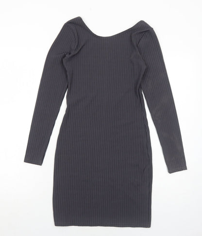 Boohoo Womens Grey Polyester Bodycon Size 10 Round Neck Pullover