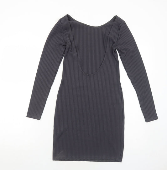 Boohoo Womens Grey Polyester Bodycon Size 10 Round Neck Pullover