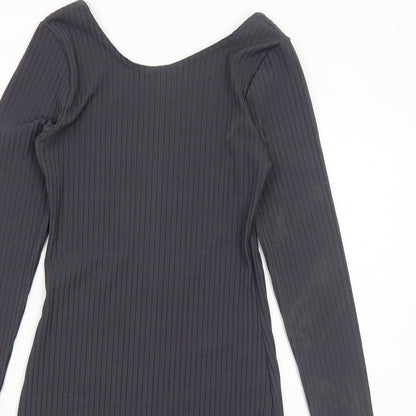 Boohoo Womens Grey Polyester Bodycon Size 10 Round Neck Pullover