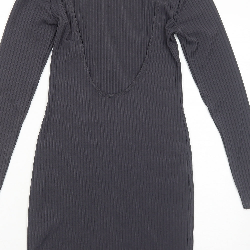 Boohoo Womens Grey Polyester Bodycon Size 10 Round Neck Pullover