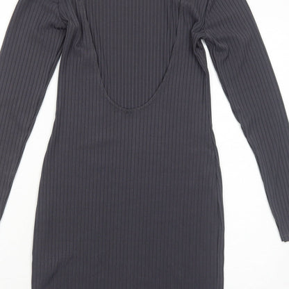 Boohoo Womens Grey Polyester Bodycon Size 10 Round Neck Pullover