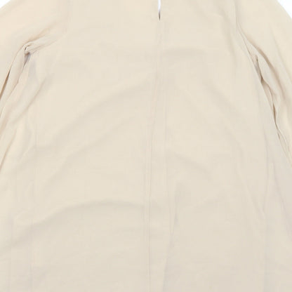 Love Womens Beige Polyester Trapeze & Swing Size S V-Neck Button
