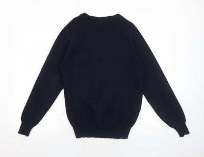 Glenalva Womens Blue V-Neck Acrylic Pullover Jumper Size 10
