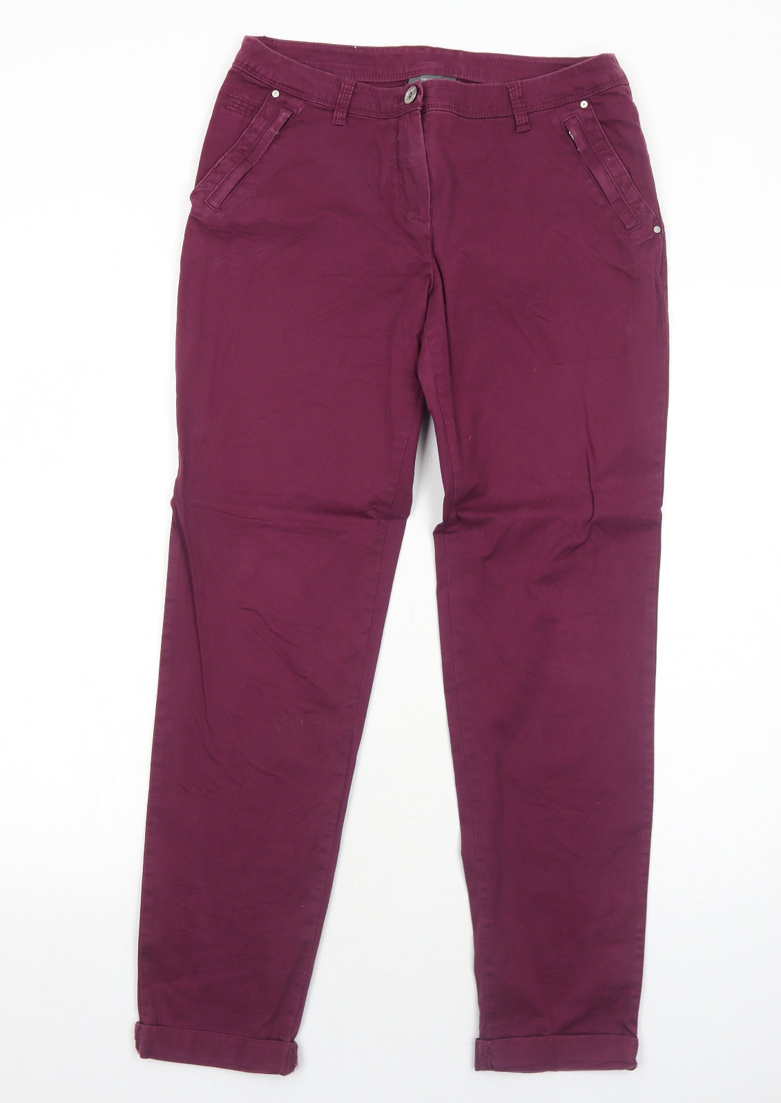Yessica Womens Purple Cotton Straight Jeans Size 8 Regular Zip