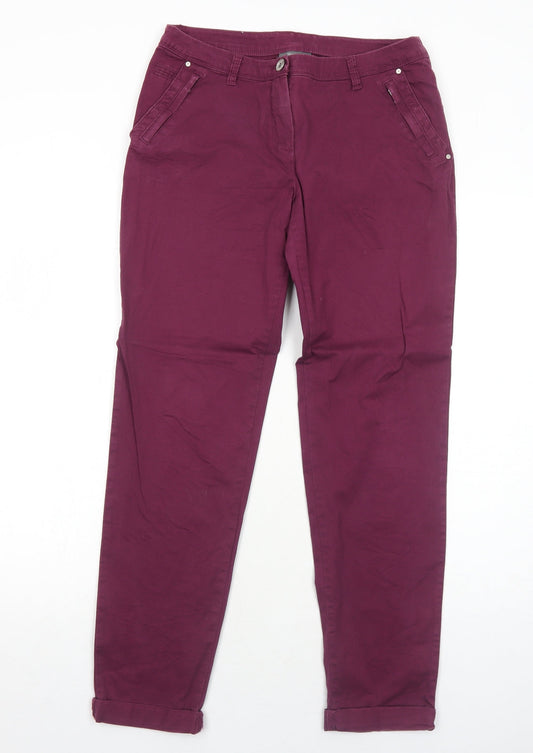 Yessica Womens Purple Cotton Straight Jeans Size 8 Regular Zip