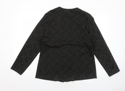 Bonmarché Womens Black Geometric Jacket Blazer Size 16 Button