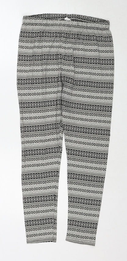 Srishti Womens Black Geometric Cotton Trousers Size M Regular Drawstring