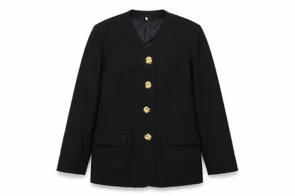 Made in U.K. Womens Black Jacket Blazer Size 12 Button