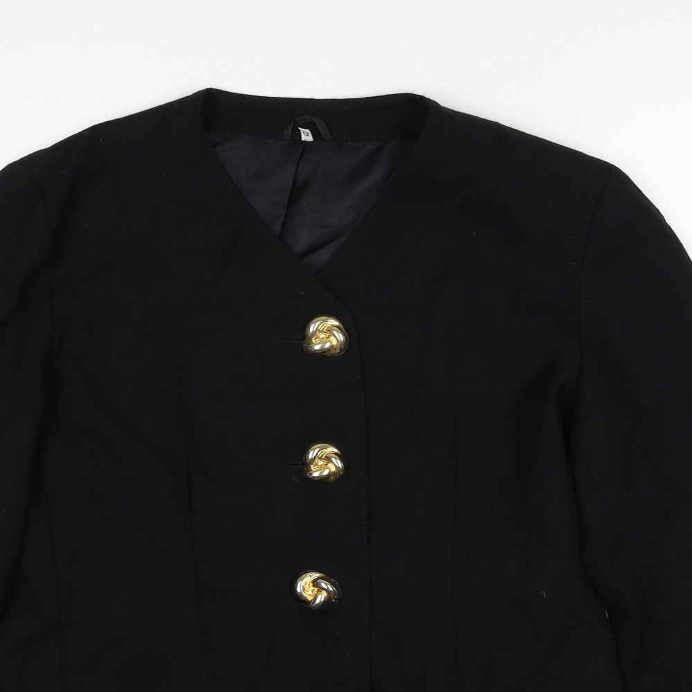 Made in U.K. Womens Black Jacket Blazer Size 12 Button