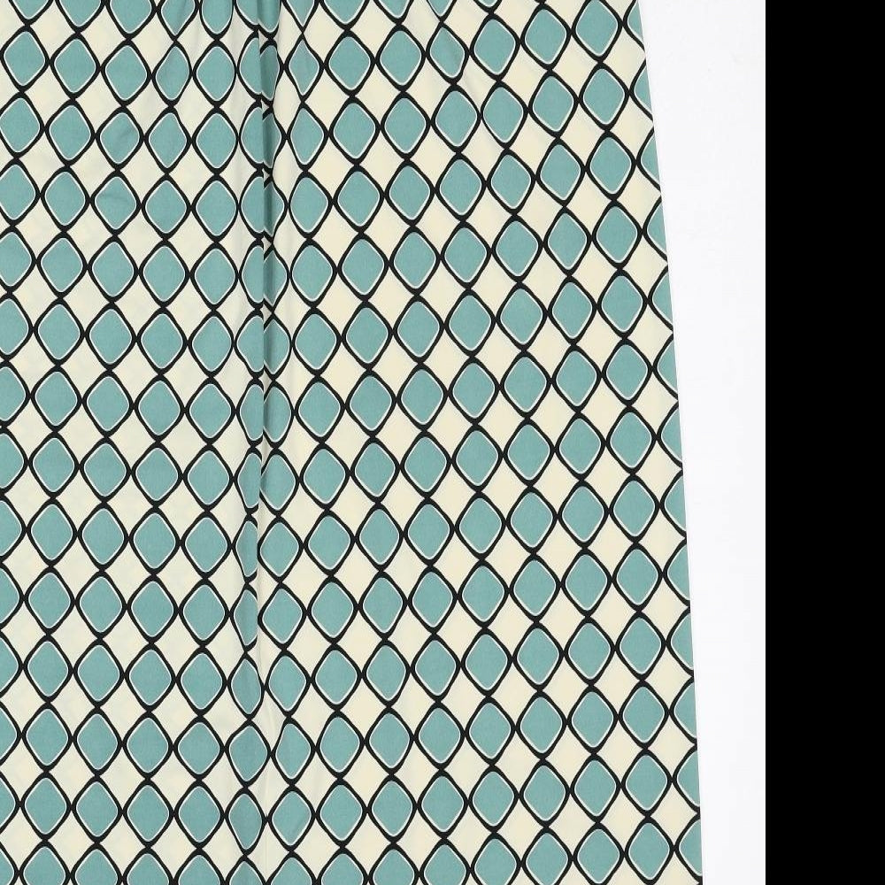 Max Studio Womens Blue Geometric Polyester A-Line Size XL Round Neck Pullover