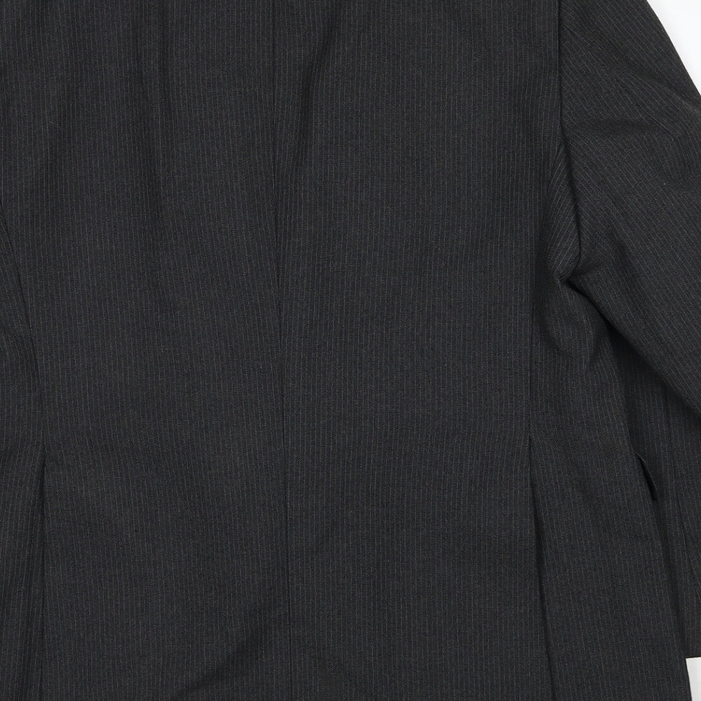 Made in Iceland Mens Grey Striped Polyimide Jacket Suit Size 44 Regular