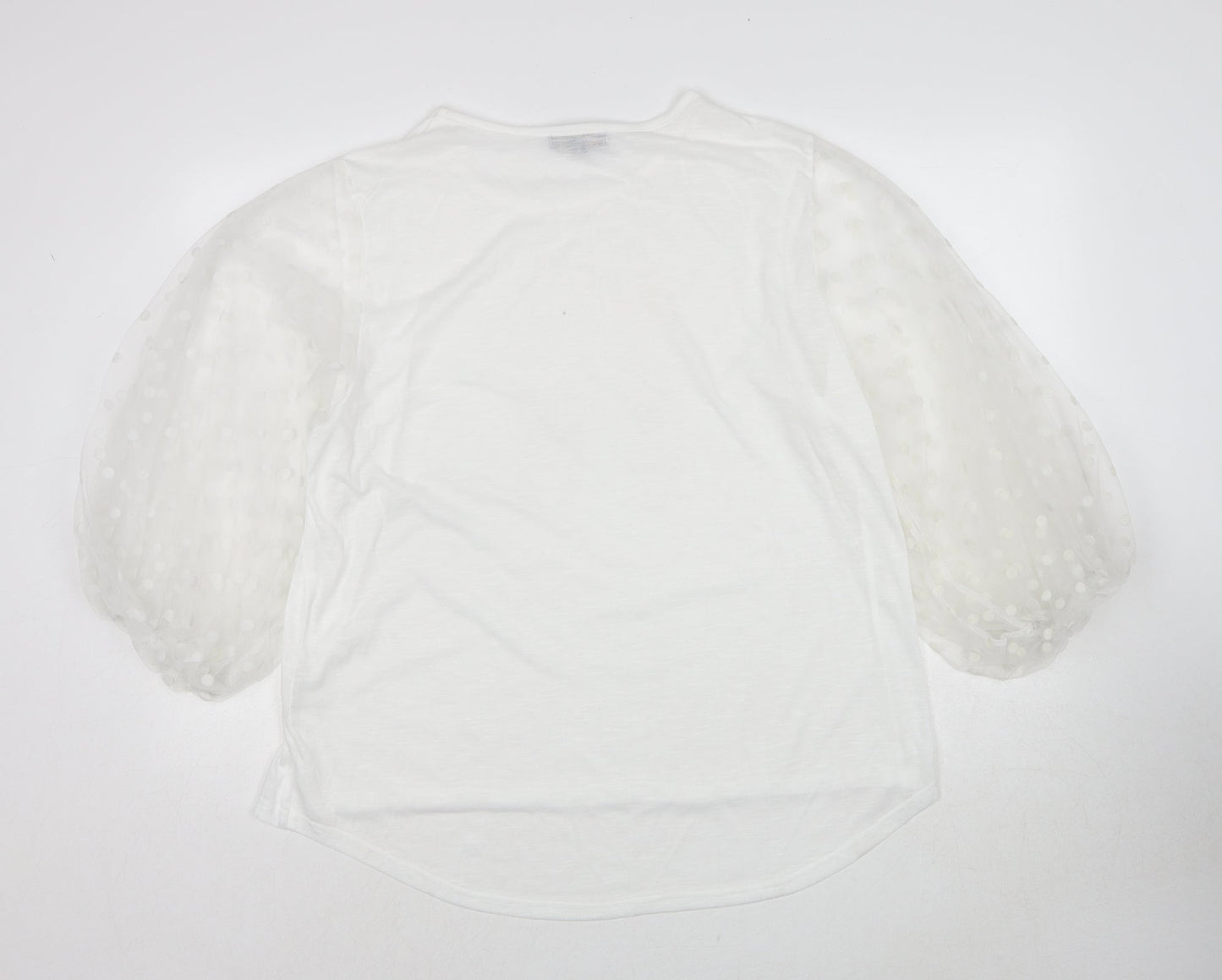 QED London Womens White Polyester Basic Blouse Size L Round Neck