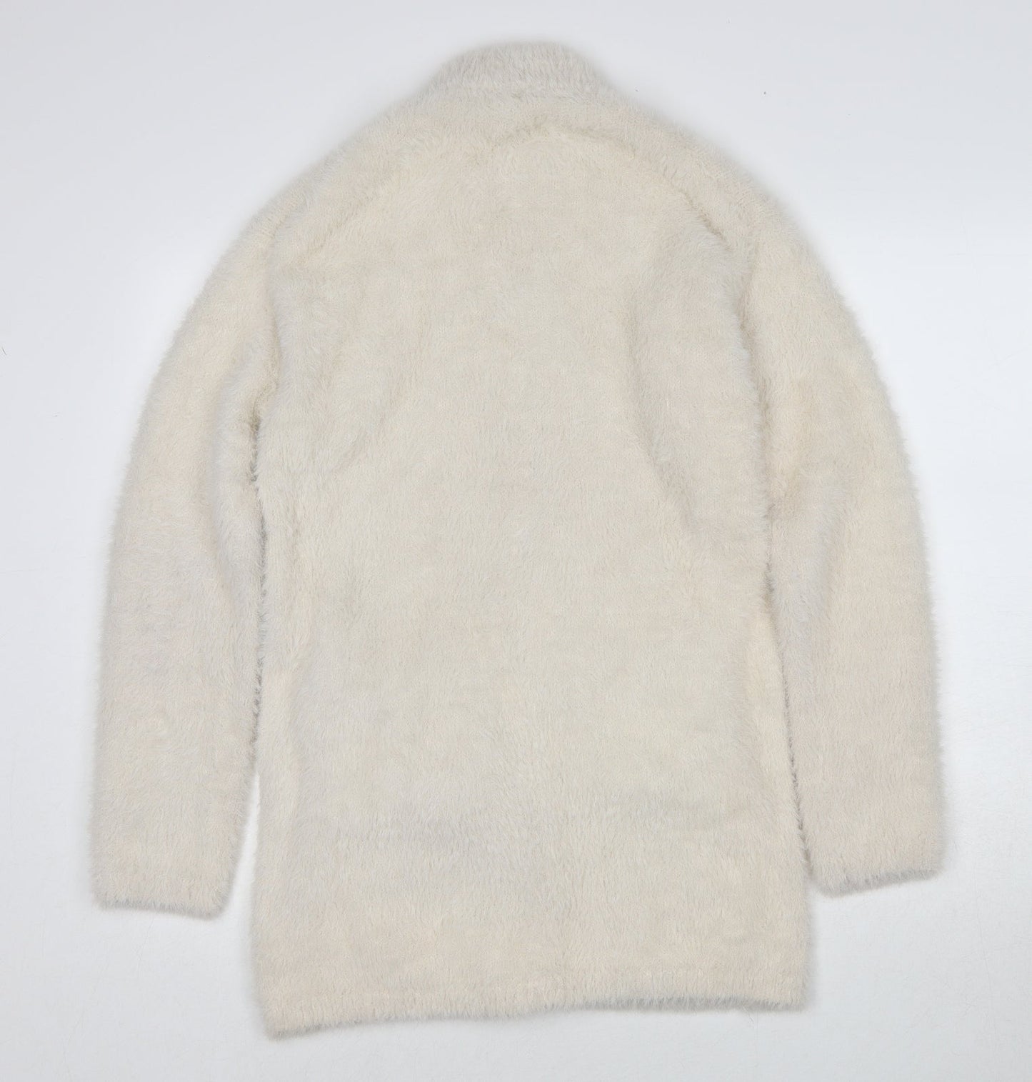 Point Sur Womens White Round Neck Nylon Full Zip Jumper Size 2XS