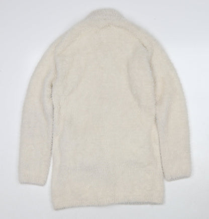 Point Sur Womens White Round Neck Nylon Full Zip Jumper Size 2XS