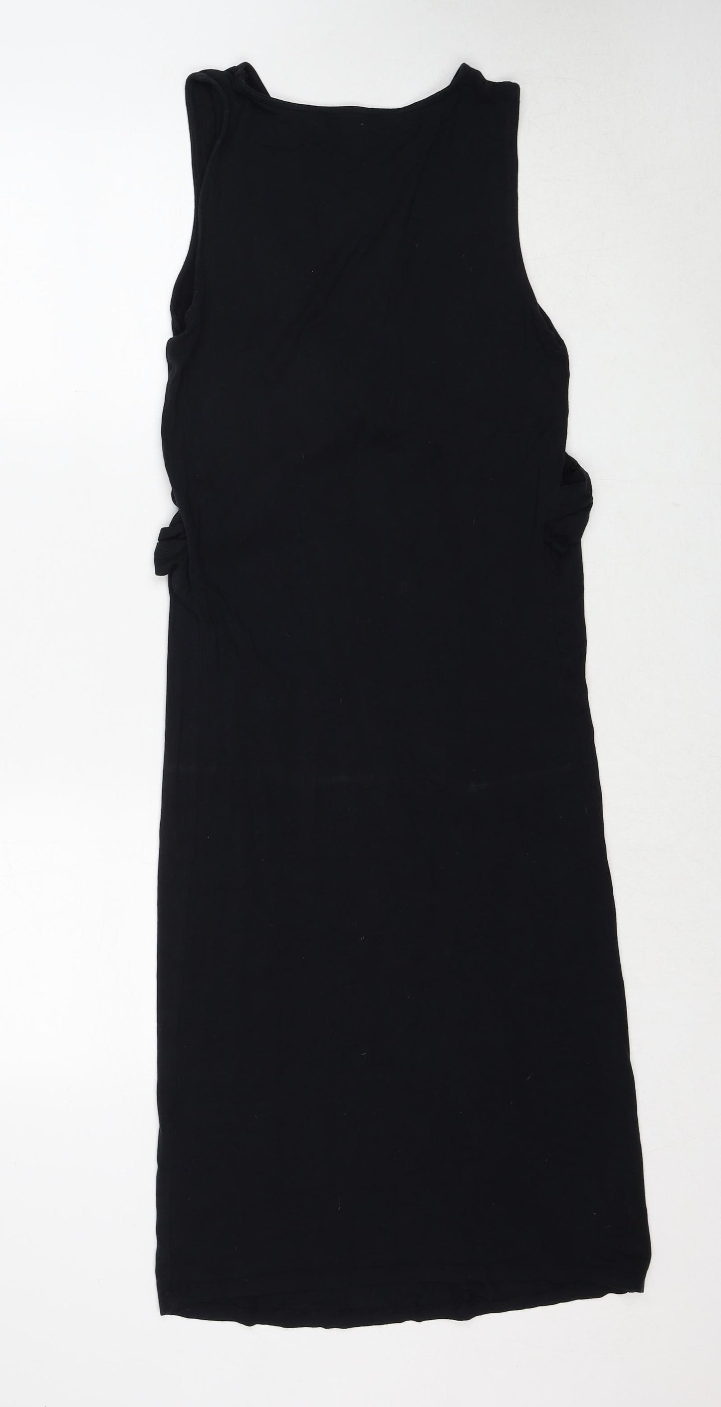 New Look Womens Black Viscose Tank Dress Size 10 V-Neck Pullover