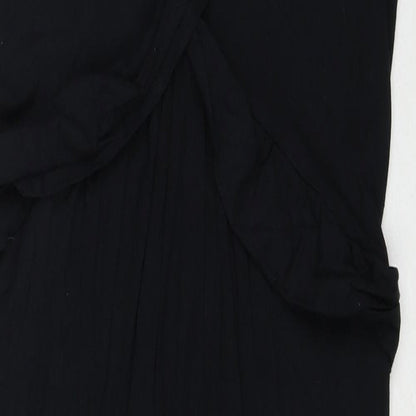 New Look Womens Black Viscose Tank Dress Size 10 V-Neck Pullover