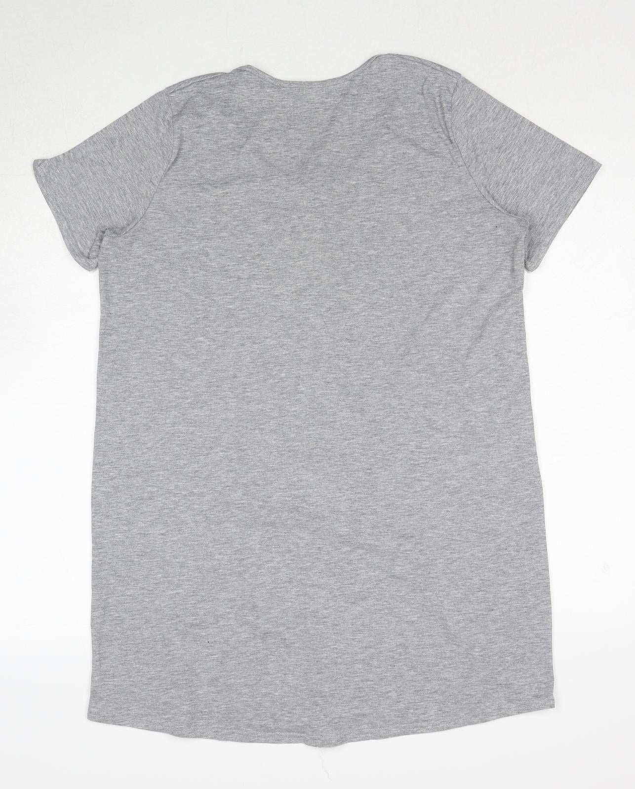 Boohoo Womens Grey Polyester Basic Button-Up Size 12 Round Neck