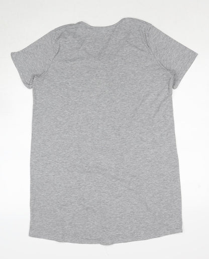 Boohoo Womens Grey Polyester Basic Button-Up Size 12 Round Neck