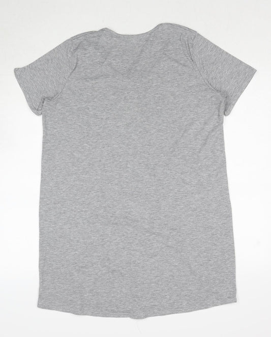 Boohoo Womens Grey Polyester Basic Button-Up Size 12 Round Neck