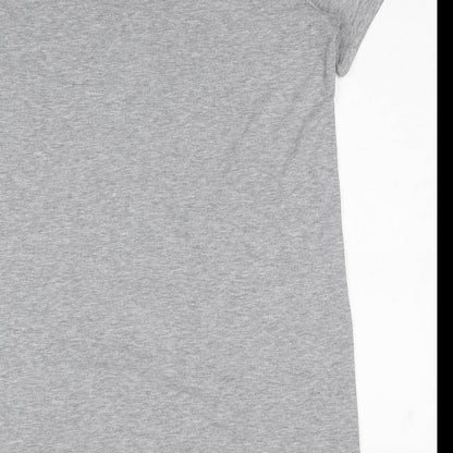 Boohoo Womens Grey Polyester Basic Button-Up Size 12 Round Neck