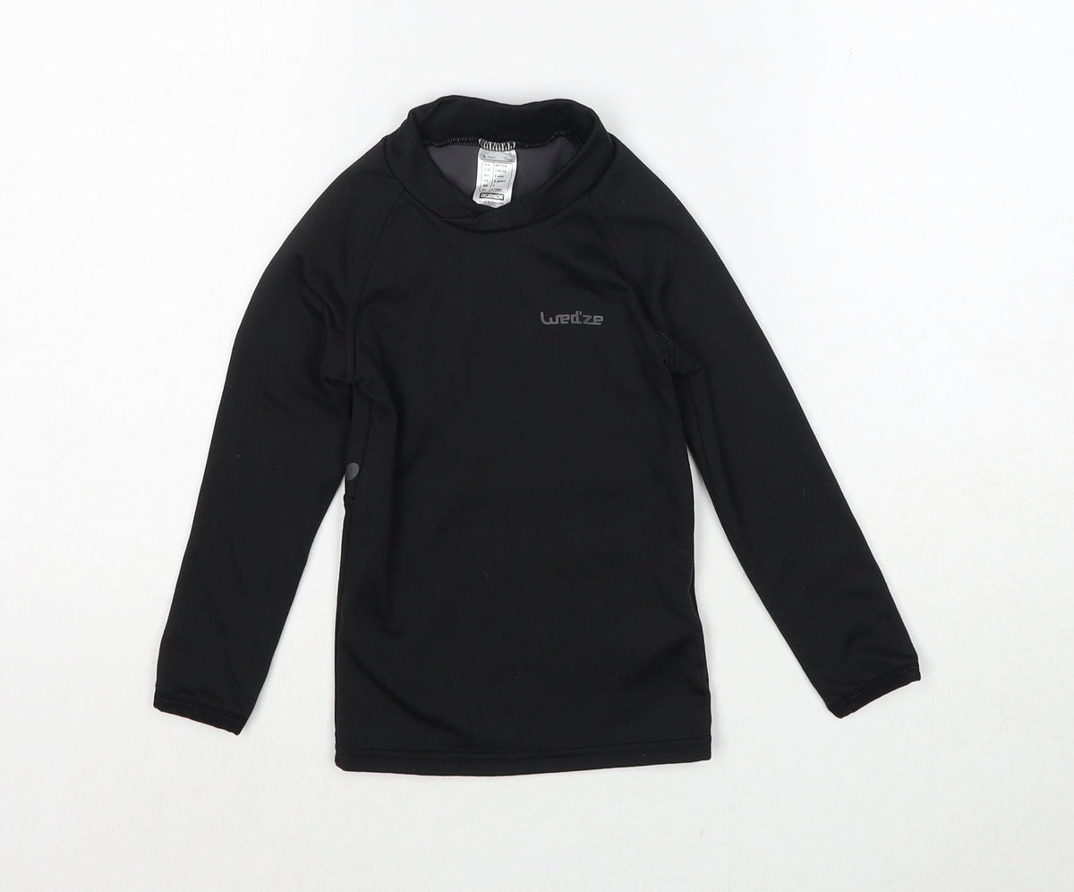 Decathlon Boys Black Polyester Pullover T-Shirt Size 4 Years Mock Neck Pullover