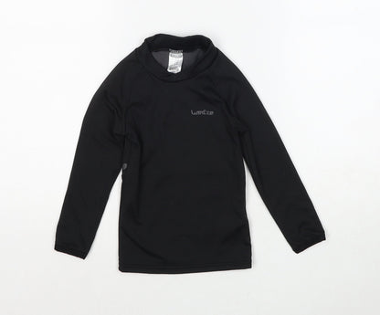 Decathlon Boys Black Polyester Pullover T-Shirt Size 4 Years Mock Neck Pullover