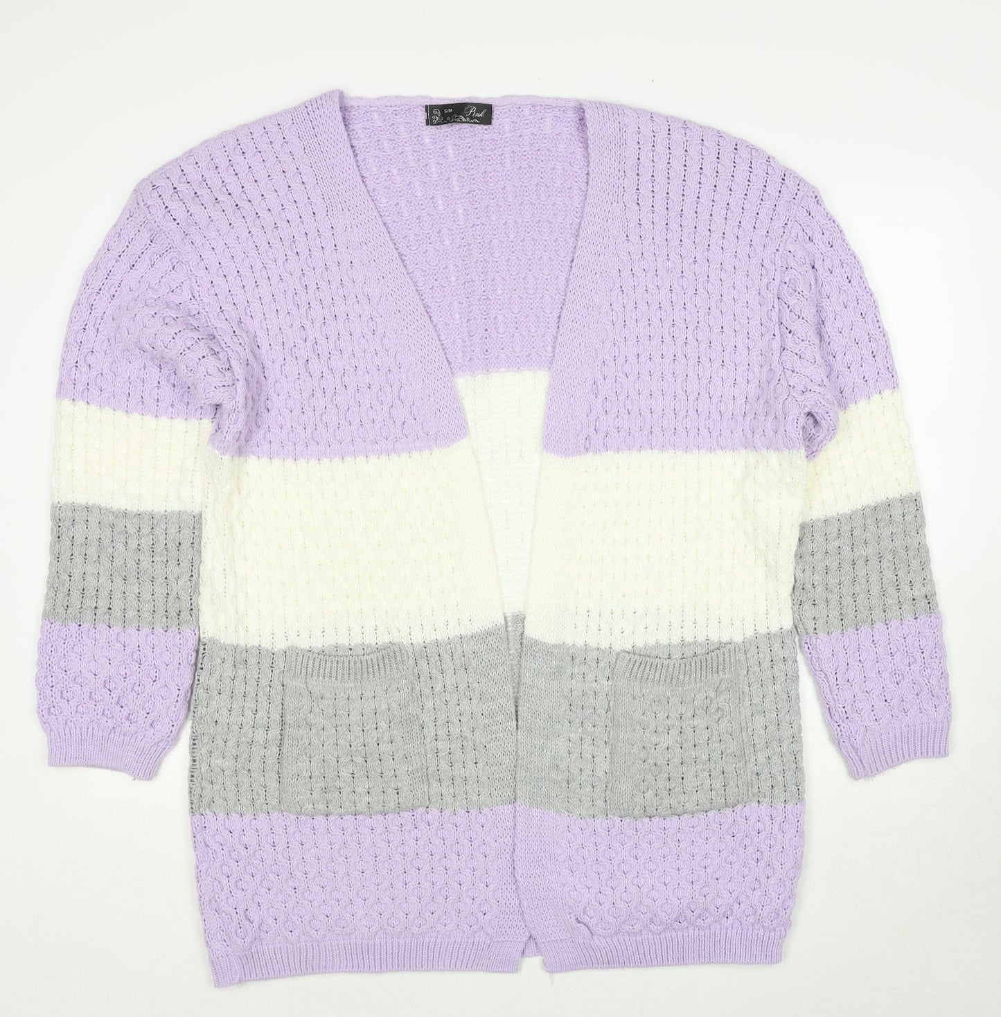 Womens UK Size S PINK Purple Cardigan Jumper
