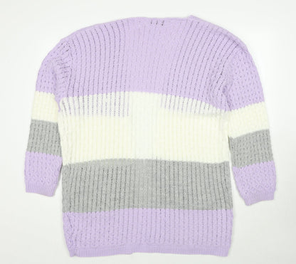 Womens UK Size S PINK Purple Cardigan Jumper