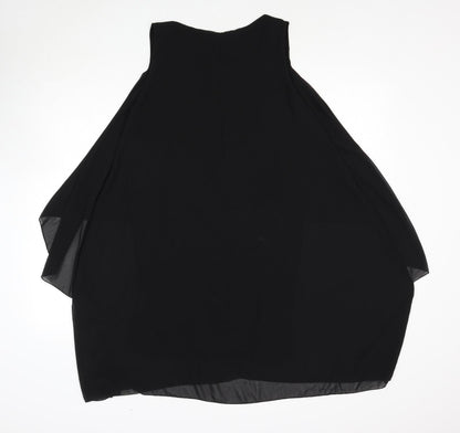 Made in Italy Womens Black Polyester Trapeze & Swing Size 10 Round Neck Pullover