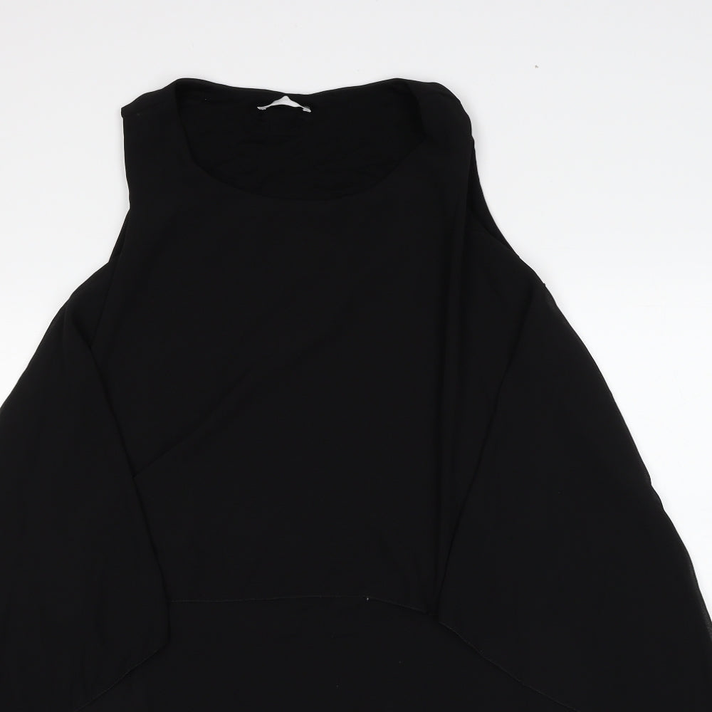Made in Italy Womens Black Polyester Trapeze & Swing Size 10 Round Neck Pullover