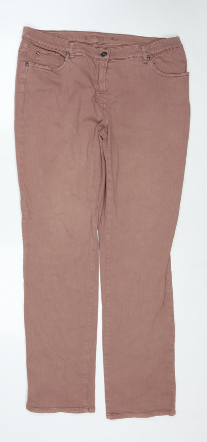 Gerry Weber Womens Pink Cotton Straight Jeans Size 20 Regular Zip