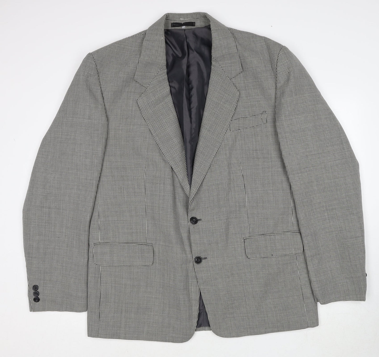JP Careerwear Mens Grey Geometric Polyester Jacket Suit Jacket Size 44 Regular