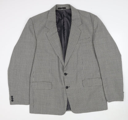 JP Careerwear Mens Grey Geometric Polyester Jacket Suit Jacket Size 44 Regular