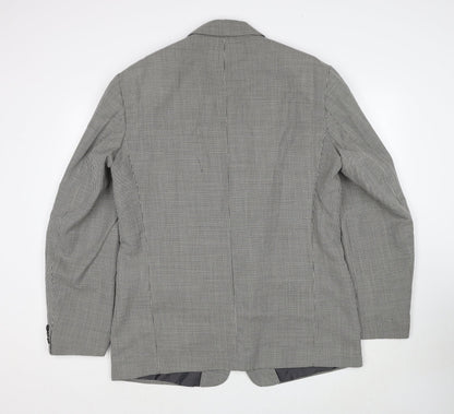 JP Careerwear Mens Grey Geometric Polyester Jacket Suit Jacket Size 44 Regular