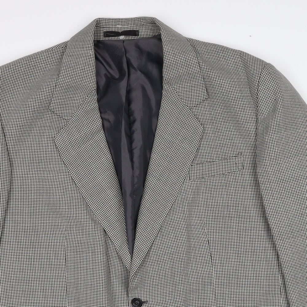 JP Careerwear Mens Grey Geometric Polyester Jacket Suit Jacket Size 44 Regular